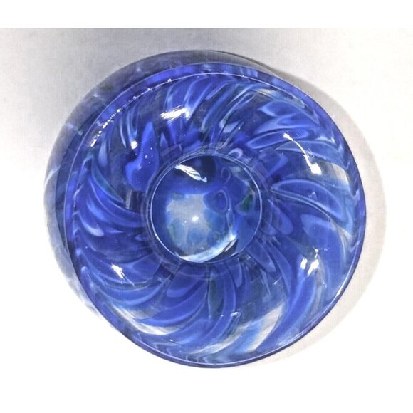 Art Glass vase Splatter Mottled/Thumb print blue White Murano style 9" abstract - Picture 6 of 9